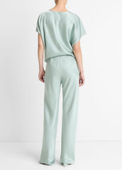 Colette High-Rise Fluid Satin Bias Pant in Trousers - ALOE STONE