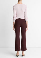 Niki Mid-Rise Pintuck Crop Flare Pant in Trousers - OXBLOOD