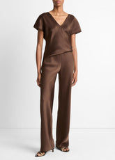 Colette High-Rise Fluid Satin Bias Pant in Trousers - ESPRESSO