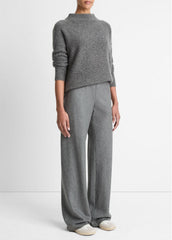 Italian Wool-Blend High-Waist Bias Pant in Trousers - MEDIUM HEATHER GREY