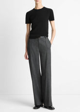 Italian Jaspe Pintuck High-Waist Wide-Leg Pant in Wide Leg - MEDIUM HEATHER GREY
