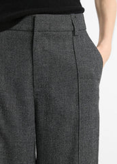 Italian Jaspe Pintuck High-Waist Wide-Leg Pant in Wide Leg - MEDIUM HEATHER GREY