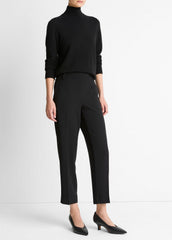 Crepe Tapered Pull-On Pant in Trousers - BLACK