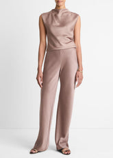 Colette High-Rise Fluid Satin Bias Pant in Trousers - MAUVE LILAC