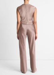Colette High-Rise Fluid Satin Bias Pant in Trousers - MAUVE LILAC