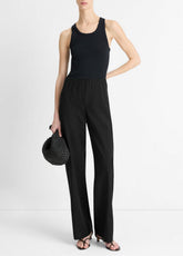 Cotton-Blend High-Waist Bias Pant in Trousers - BLACK