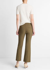 Niki Mid-Rise Pintuck Crop Flare Pant in Trousers - CYPRESS