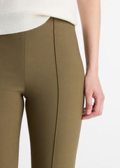 Niki Mid-Rise Pintuck Crop Flare Pant in Trousers - CYPRESS