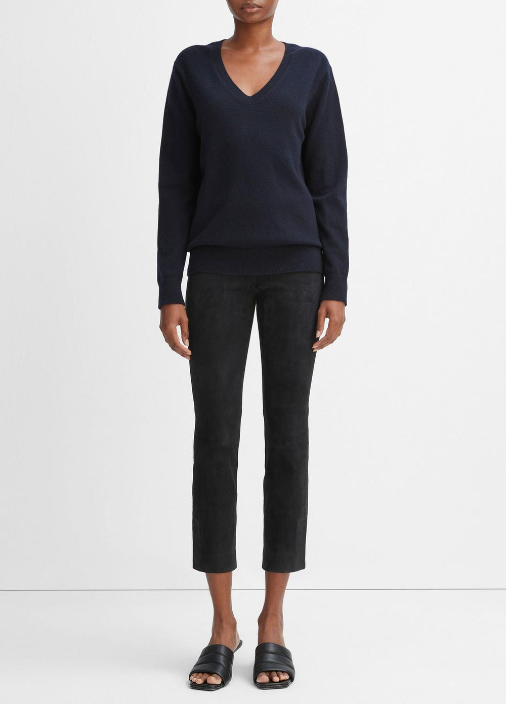 Stretch Suede Split Hem Crop Legging in Leggings - COASTAL BLUE