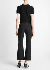 Niki Mid-Rise Pintuck Crop Flare Pant in Trousers - BLACK
