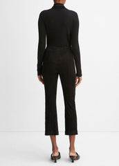 Stretch-Suede Cropped Flare Legging in Leggings - BLACK