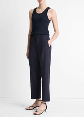 Grace Mid-Rise Linen-Blend Pull-On Pant in Trousers - COASTAL BLUE