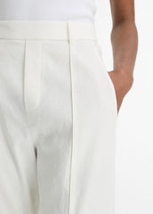 Grace Mid-Rise Linen-Blend Pull-On Pant in Trousers - OFF WHITE