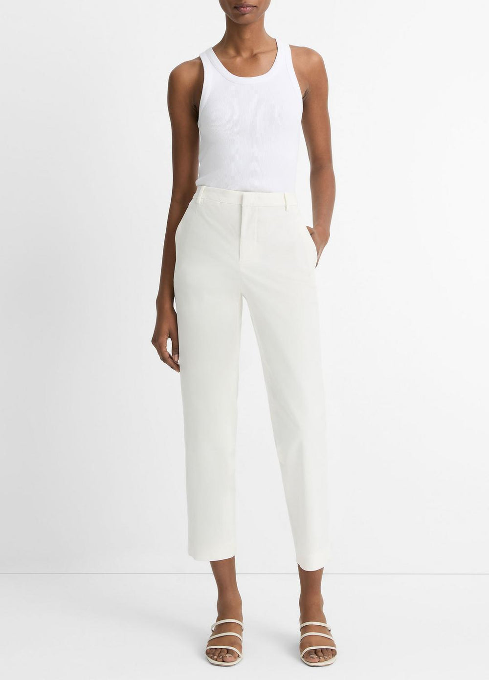 Avery Mid-Rise Italian Stretch-Cotton Chino Pant in Trousers - OFF WHITE