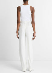 Linen-Blend High-Rise Pull-On Pant in Trousers - OFF WHITE