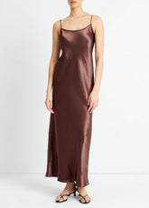Satin Bias Maxi Slip Dress in Dresses - CHOCOLATE
