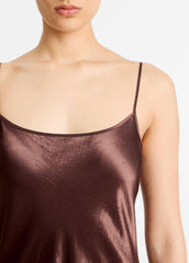 Satin Bias Maxi Slip Dress in Dresses - CHOCOLATE