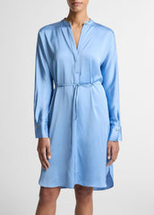 Matte Satin Band-Collar Dress in Dresses - HYDRA