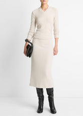 Cozy Rib Midi Skirt in Skirts - HEATHER CREAM OAT