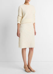 Feathery-Fringe Knee Skirt in Skirts - LIGHT CREAM