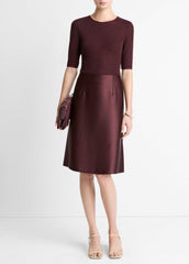 Satin A-Line Knee Skirt in Skirts - OXBLOOD