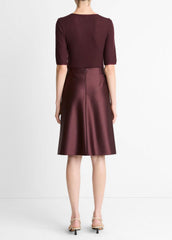 Satin A-Line Knee Skirt in Skirts - OXBLOOD
