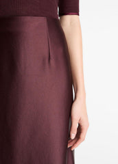 Satin A-Line Knee Skirt in Skirts - OXBLOOD
