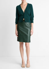 Leather Flared Knee Skirt in Skirts - JUNIPER
