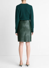 Leather Flared Knee Skirt in Skirts - JUNIPER