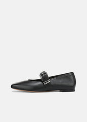 Daniela Leather Mary Jane Flat in Loafers & Flats - BLACK
