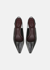 Sabra Leather Slingback Heel in Heels - BLACK