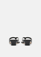 San Juan Leather Heeled Thong Sandal in Heels - BLACK