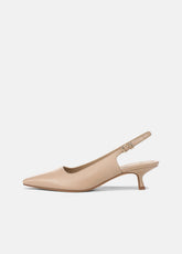 Sabra Leather Slingback Heel in Heels - WARM ALMOND