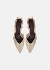 Levvy Leather Slingback Heel in Heels - BIRCH SAND