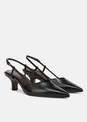 Levvy Leather Slingback Heel in Heels - BLACK