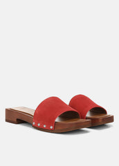 Barbara Leather Slide Sandal in Sandals - POPPY RED