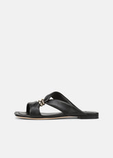 Vilma Leather Slide Sandal in Sandals - BLACK