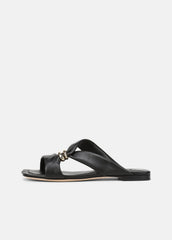 Vilma Leather Slide Sandal in Sandals - BLACK