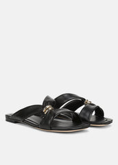 Vilma Leather Slide Sandal in Sandals - BLACK