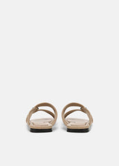 Vilma Leather Slide Sandal in Sandals - WARM ALMOND