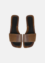 Valeria Leather & Suede Slide Sandal in Sandals - CEDAR BROWN/ELMWOOD
