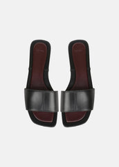 Valeria Leather Slide Sandal in Sandals - BLACK