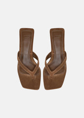 San Juan Suede Heeled Thong Sandal in Sandals - ELMWOOD