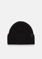 Plush Cashmere Chunky-Knit Beanie in Scarves & Hats - BLACK