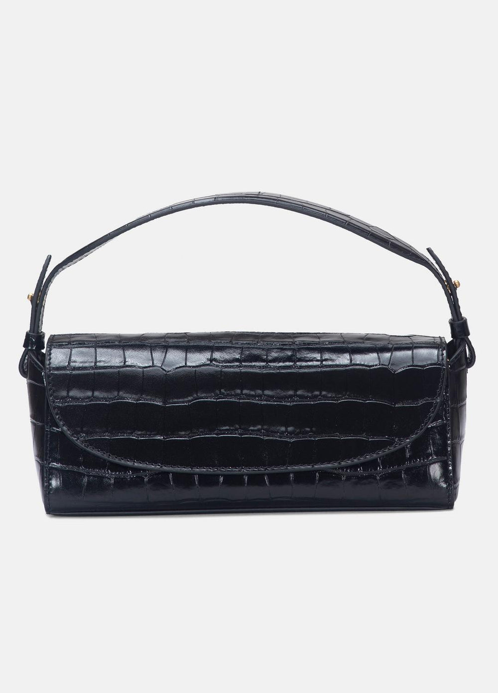 Sabrina Croc-Embossed Leather Mini Top-Handle Bag in Handbags - BLACK
