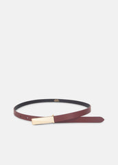 Women's 15mm Elongated Plaque Leather Belt in Belts - BORDEAUX