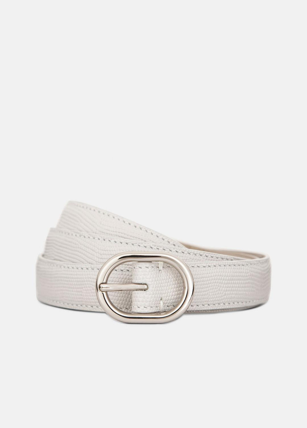 Women’s 20mm Stitched Lizard-Embossed Leather Belt in Belts - HORCHATA