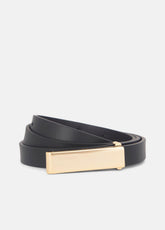 Women's 15mm Elongated Plaque Leather Belt in Belts - BLACK/POLISHED GOLD