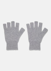 Plush Cashmere Rib-Knit Fingerless Glove in Gloves - GREY