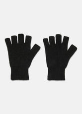 Plush Cashmere Rib-Knit Fingerless Glove in Gloves - BLACK